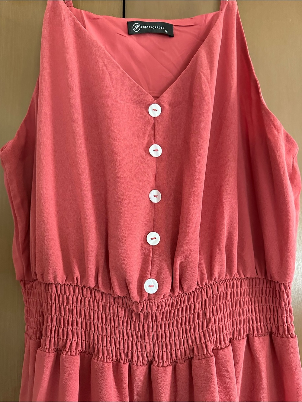 Brick Red Sleeveless Smocked-Waist Maxi Dress- Medium - Picture 5 of 5